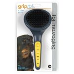This sleek rubber brush for JW Pet is excellent on all types of dog breeds with all types of coats. Handle is ergonomic sleek, comfortable and non-slip. Rubber brush is great for use during a bath and removes loose hair as it massages the skin.