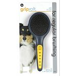 This soft and comfortable pin brush for dogs by JW Pet works well on dog coats that are curly and flat, wiry, and long, medium and short hair. Hand strain is minimized with the ergonomic and non-slip grip that gives you ultimate comfort and control.