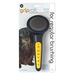 This brush can be used on all dogs and cats. The finger fitting contours of the handle will increase yourcomfort and control. Brushing feels good to your pet, and massages the skin. Brushing releases natural oils in the coat to promote coat health.