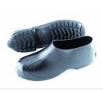 Ankle high overshoe Reinforced heel and toe is designed to stand up to tough daily wear 100% waterproof protection Deep cleated outsole spits out debris for good slip resistance and longer wear Chemical resistance: acids, alcohols, bases and diluted water