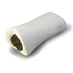 This delicious treat is perfect any time of the day for your dog. Shin bone is stuffed with beef or peanut butter to make this treat irresistable for any dog. Size of small bone is approx. 3 1/2 inches long.