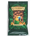 Tropical Fruit Nutri-berries are available in three size nuggests: a smaller size nugget for smaller birds such as Budgies, Cockatiels, smaller Conures and a larger size nugget for all other parrots, as well as XLarge for Macaws.