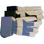 Pearl grey grain pigskin leather palm, leather index finger and finger tips, knuckle strap with breathable cotton back. Ladies washable grain pigskin glove with rubberized cuff for hand protection. Pigskin leather, rubber.