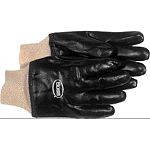 Protects hands against liquids, grease, oils, and petrol chemicals. Fully coated pvc with jersey lining. Smooth grip and knit wrists. Pvc coated gloves the purchaser should verify suitability of the glove for a specific job. Cotton jersey, pvc.