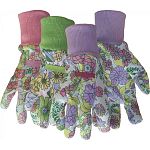 These floral cotton gloves for ladies by Boss have reinforced finger tips to provide extra protection for your fingers. Very comfortable to wear and long lasting. Available in a variety of colors with coordinating colored cuffs.