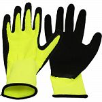 Abrasion resistant 13 gauge fluorescent polyester shell Single dip latex palm with crinkled grip Breathable back