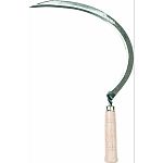 A hand held scythe type cutter/chopper for tough weeds and long grass Wood handle for comfortable grip Idea around your home, garden and farm