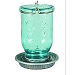 Glass water container with embossed bird detail All metal base Easy to fill and clean
