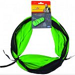 Mesh tunnel made of solid nylon that encourages stalking Comes in fun colors of durable materials in appealing spiral design, and collapses flat for easy storage or transportation