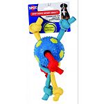 An mvp toy for your mvp dog! This sport ball has sliding robes for tugging fun!