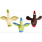 Soft corduroy plush dog toy 2 layers of fabric and overstuffed for extra strength Comes in an assortment of fun birds Crinkles and squeaks!