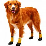 Water resistant boots with velcro bands to help keep water out Pvc gel prevents dogs from slipping on or scratching hardwood floors Machine washable