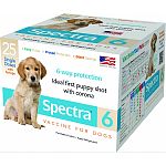 Spectra 6 vaccine is a combination of immunogenic, attenuated strains of canine distemper, canine adenovirus Type 2 (cav-2), canine parainfluenza, and canine parvovirus type 2b, propagated in cell line tissue cultures The diluent contains killed antigens