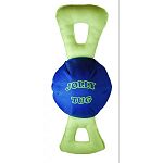 Durable, patented squeaking assembly makes this ball one of a kind. It squeaks when both handles are tugged. Perfect for multi-dog use and interactive play.