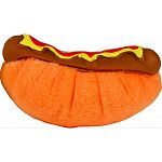 Perfect for puppies and toy breeds Plush and vinyl hotdog shpaed dog toy with squeaker Hours of interactive fun