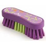 Small, dual-injected brush block with color-coordinated smooth synthetic fiber; designed for general purpose face and body grooming. Great for ponies, miniature horses; easy for children to hold and fits handily into any pocket or grooming kit!