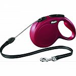 8mm cord, leash recommended for dogs up to 44 pounds Reflective components Chromed snap hook Short-stroke braking system Can be customized with led lighting system and multi box, sold separately