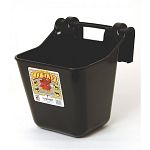 This rugged horse feeder features exceptionally durable sidewalls and handle. Molded brackets hook over any 