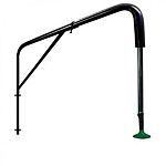 Black powder-coated wash stall sprayer boom designed for increased efficiency and to keep wash area neat and organized. Mounts on any wall or post, holding the hose up, away from feet. Gentle spray nozzle is animal friendly. Works great for equine and aut