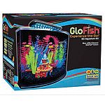 Includes everything you need to get started and be successful. Includes a crescent shaped seamless plastic aquarium, a clear plastic canopy, and a blue led overhead light. Also includes whisper internal filtration with a small size filter cartridge.