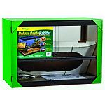 Deluxe, sliding door reptile habitats are innovative, premium environments for reptiles and amphibians. Sliding glass doors with a lockable knob make front access and closure easy. Glass door track features ventilation notches. Built-in, low profile drain