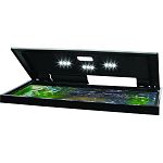 Energy saving led s that create a natural shimmer effect. No bulbs to replace. Saves money and environmentally conscious. Low profile, sleek, black, hood design. Hinges for easy access during maintenance. Two hinge sets included to fit different aquarium