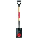 Garden spade with a large contoured non-slip grip for greater control and forward- turned step. Blade size is 6 7/8 x 12. 10 year warranty. Replacement handle Ames# 2053100. 33 in. handle.