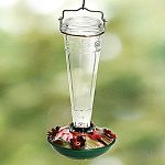 Good looking delicate, glass hummingbird feeder for your yard or patio. Holds 10 oz. of nectar and has four hummingbird feeding ports.