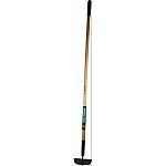 Designed angle to hoe weeds up by the root Clear-coated gray steel finsihed head Spray clean with garden hose, coat with silicone spray to protect from corrosion Steel hoe head 6 w, wood handle 54 l with comfort grip