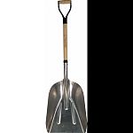 Durable steel scoop shovel for many chores at home, ranch and on the farm Features a slightly curved shovel head with upturned edges #12 blade (scoop) size is 14 3/4 x 18 3/4 Long lasting ash wood handle with d-grip for improved control and reduced hand