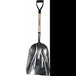 Durable aluminum scoop shovel for many chores at home, ranch and on the farm Features a slightly curved shovel head with upturned edges #14 blade (scoop) size is 14 1/2 x 19 3/4 Long lasting ash wood handle with d-grip for improved control and reduced h