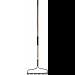 Bow rake for leveling dirt, mulch, gravel and sand Rake head is made of steel with short, thick, wide teeth Premium ash hardwood handle gives optimum ratio of resistance and flexibility Commercial duty for pro or rugged homeowner use