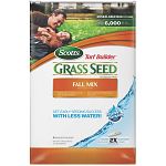Super absorbent seed coating absorbs and realeases water even if you miss a day. Seed germinates 2 times faster and uses less water. Helps seedlings develop 25% thicker and deeper root systems. No grass seed is more weed free. Scotts turf builder fall mix