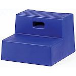 Sturdy equine mounting block, high density polyethylene with built-in handle for easy lifting. Molded treads. 15 H x 18 3/4 W (inches). Two 10 inch wide steps. 14 lbs. In navy, royal, hunter green, maroon, brown or red.