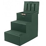 The Sportote 3 Step Mounting Block is a lighweight mounting block that is opens up for additional storage space. This block may be used as a mounting block or step stool and is ideal for storing horse, barn or household supplies. Black or green.