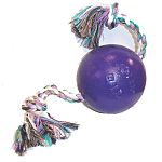 This ball on a rope can be thrown, kicked, carried and tugged. The rope can be pulled back and forth through the flexible ball, but never out. The Romp-n-Roll can float and it is made to be extra durable so the fun lasts and lasts.