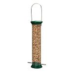 The New Generation Peanut Feeders are 13 inch long peanut feeders that are available in green, burgundy or platinum powder coated finish. This durable finish protects the base, top and ports. Made of stainless steel wire that is can t be chewed.