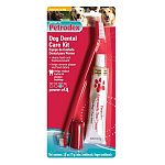 Pet Dental Kit contains, dual ended toothbrush, finger toothbrush, and 2.5 oz tube of toothpaste Toothbrush has been developed by a veterinarian. Hydrogen peroxide-producing formula - fluoride free. Beef or poultry flavor.