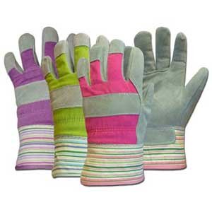 Striped Split Leather Palm Ladies Gloves (Case of 3)