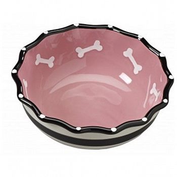 Contemporary Ruffle Dog Dish - Pink / 5 in.