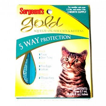 Gold Squeeze-on Flea and Tick for Cats Under 5 Lbs