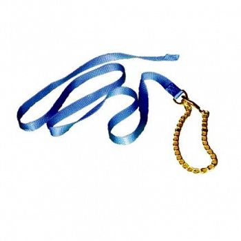 Nylon Livestock Lead with Chain and Snap - Blue / 7 ft.