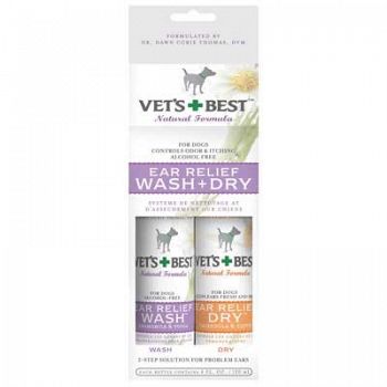 Vets Best Ear Relief Wash and Dry - 2 pk.