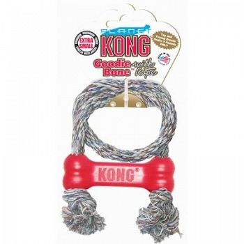 Kong XS Red Goodie Bone with Rope Dog Toy
