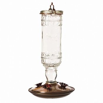 Antique Bottle Hummingbird Feeder - 10 oz / Clear