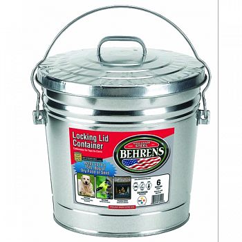 Galvanized Steel Locking Can With Lid STEEL 6 GALLON (Case of 6)