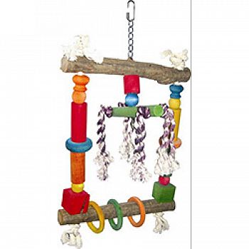 Happy Beaks Natural Wood Swing With Rope Bird Toy