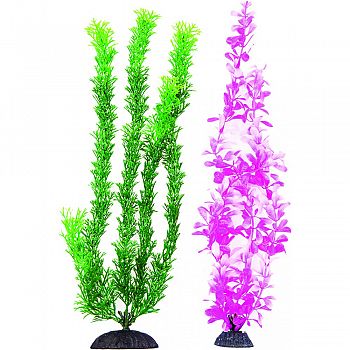 Multi-colored Aquarium Plant GREEN/PINK 15 INCH/2 PACK