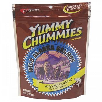 Yummy Chummies Salmon Dog Treat - Bacon Soft N Chewy - 4 oz.
