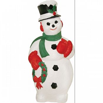 Light Up Snowman With Wreath RED/BLK/GRN 46 INCH